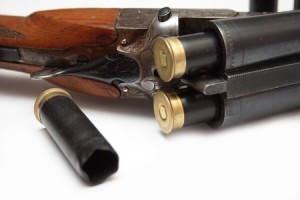Isolated shot of shotgun with ammunition
